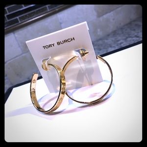 Tory Burch Gold Logo Hoops